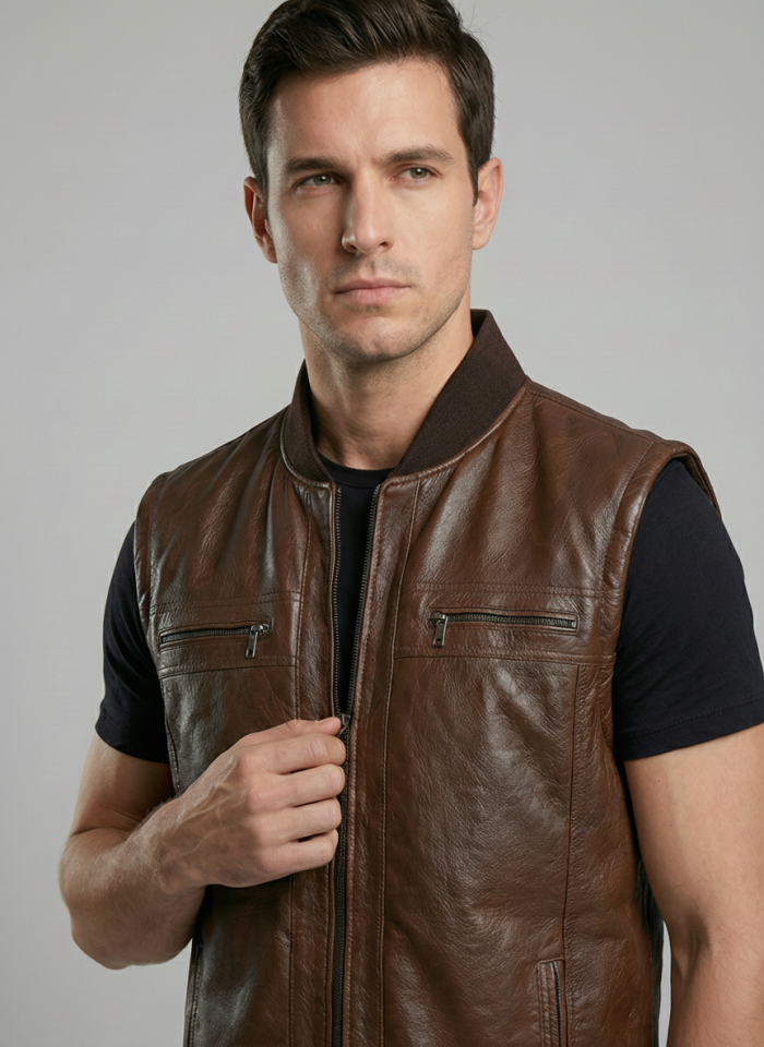 Dicano Jumbo Fındık Erkek Deri Yelek