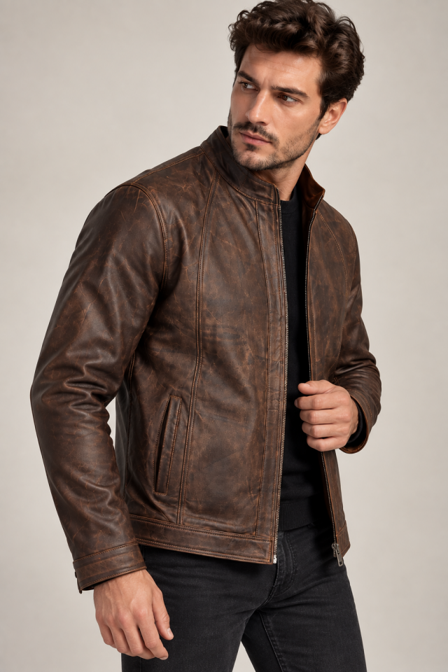 E-46 Soft Kahve Deri Ceket | Hakiki Kuzu Derisi