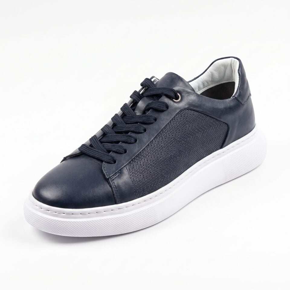 Lacivert Dana Derisi Sneaker | Gerçek Deri Erkek Ayakkabı – Model 2002